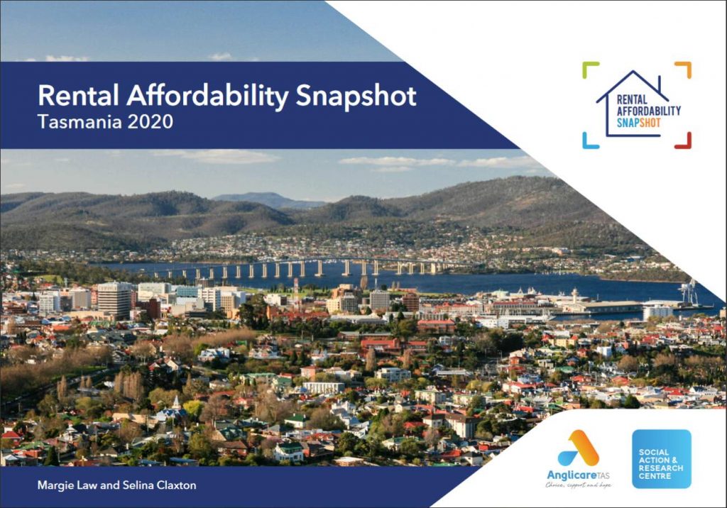 Cover of the Rental Affordability Snapshot Tasmania for 2020