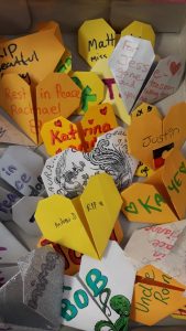 hearts with messages to lost loved ones