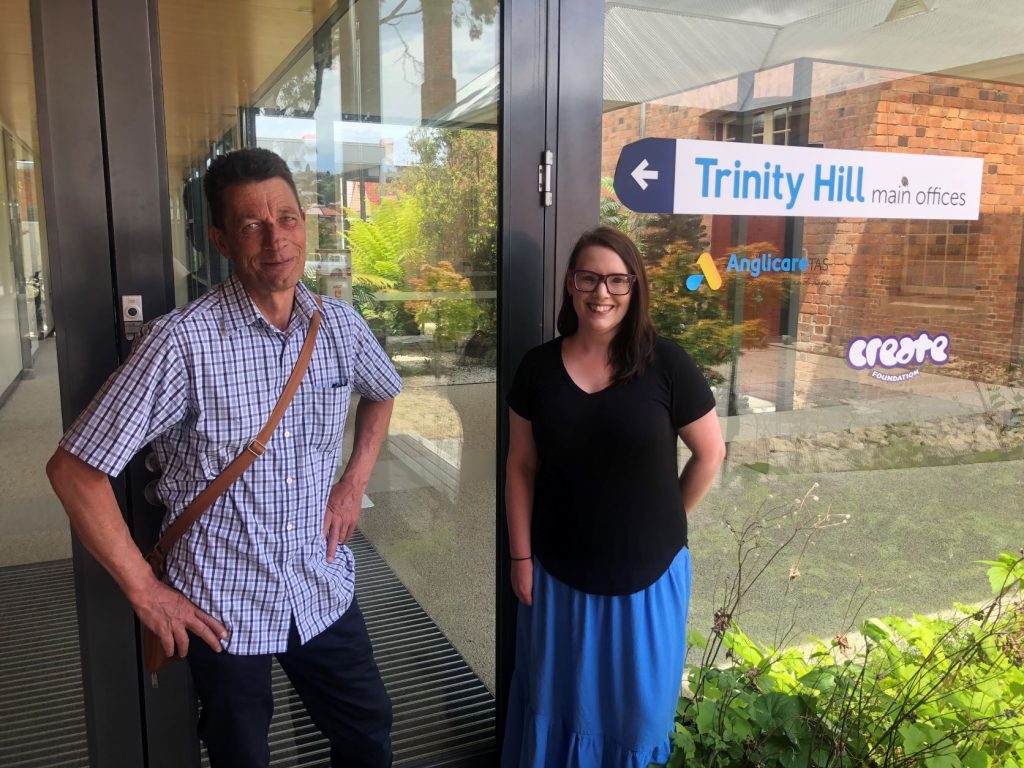 Ron and Bek standing outside the Trinity Hill main office