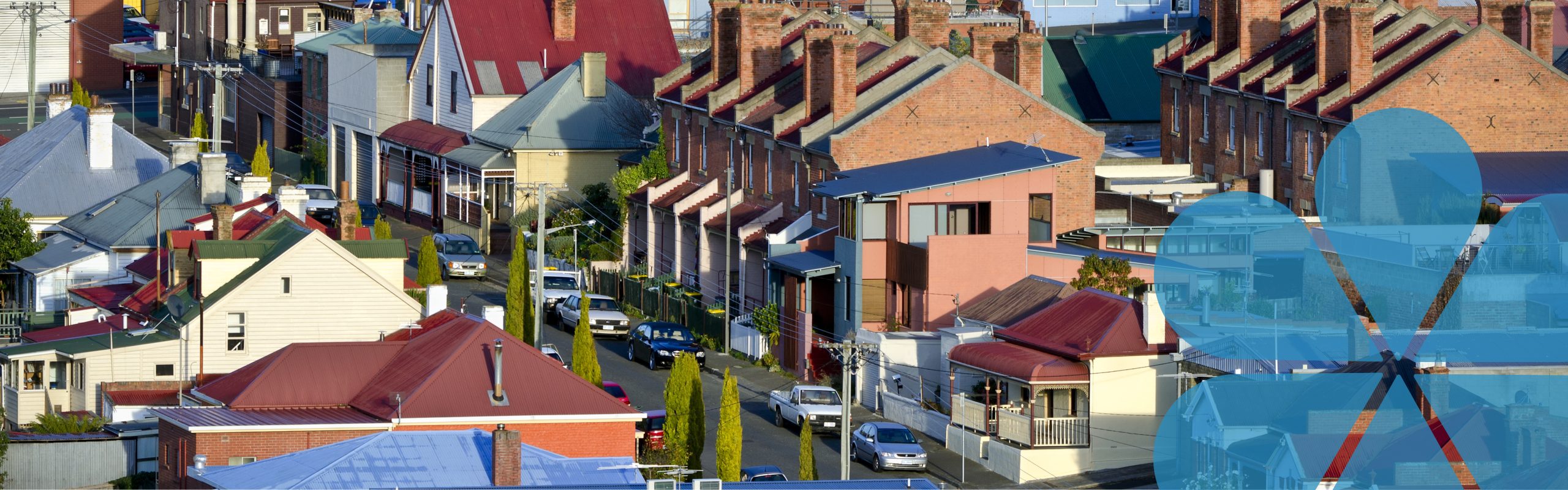 a view of a street with lots of houses