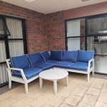 Courtyard with large sitting area and coffee table